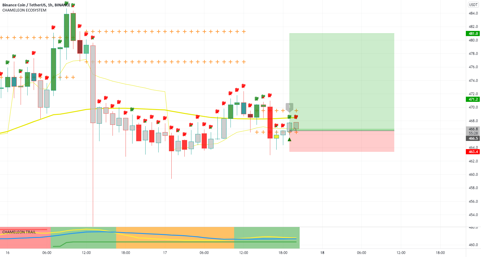 Confirmed Reversal YELLOW CANDLE and DARK GREEN TRIANGLE for BINANCE