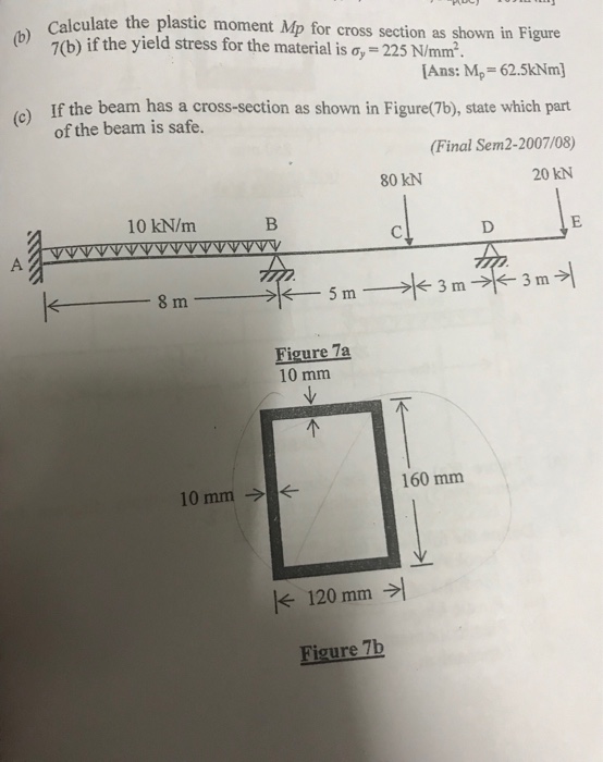 Calculate the plastic moment Mp for cross section as shown in Figure