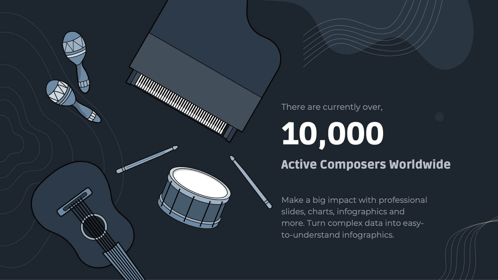 Classical Music And Instruments Dark Powerpoint Template, 54 OFF