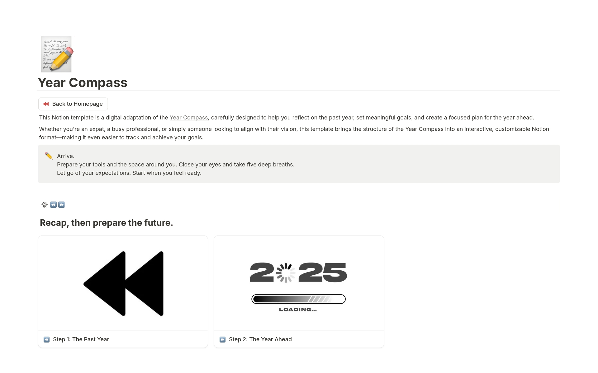 Year Compass 2025 Template Notion Marketplace