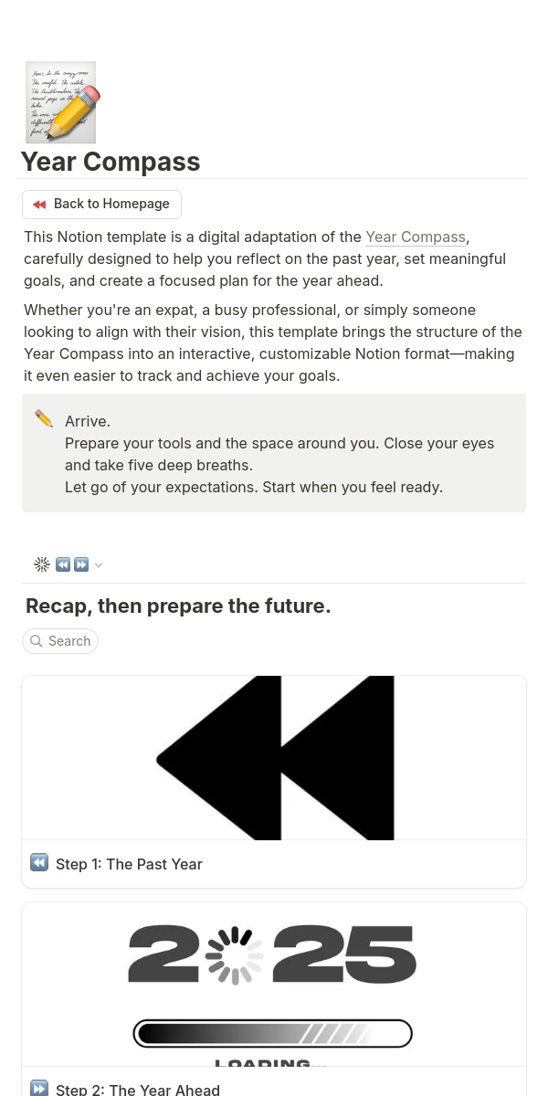 Year Compass 2025 Template Notion Marketplace