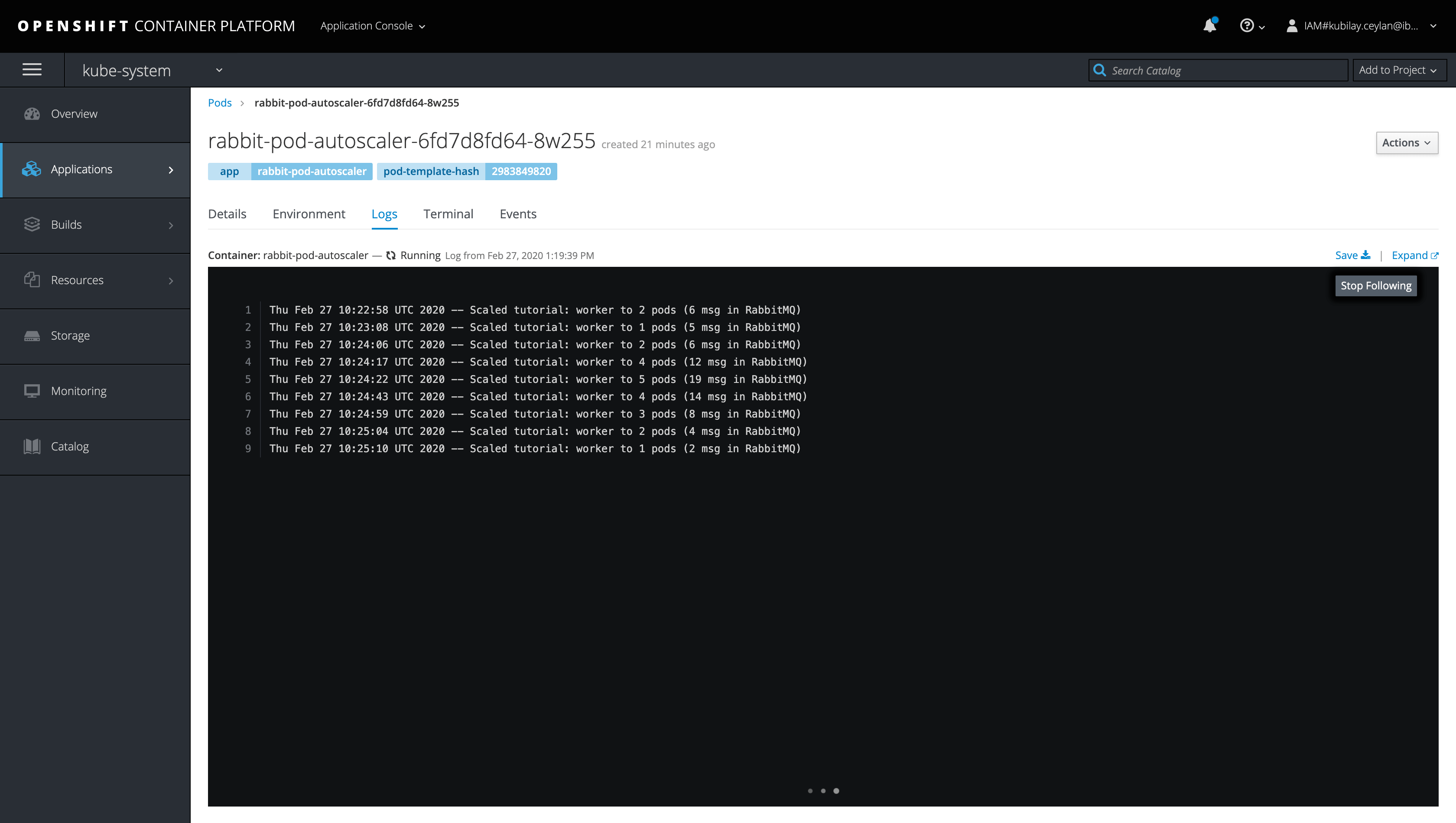 Use the RabbitMQ queue size to autoscale messaging