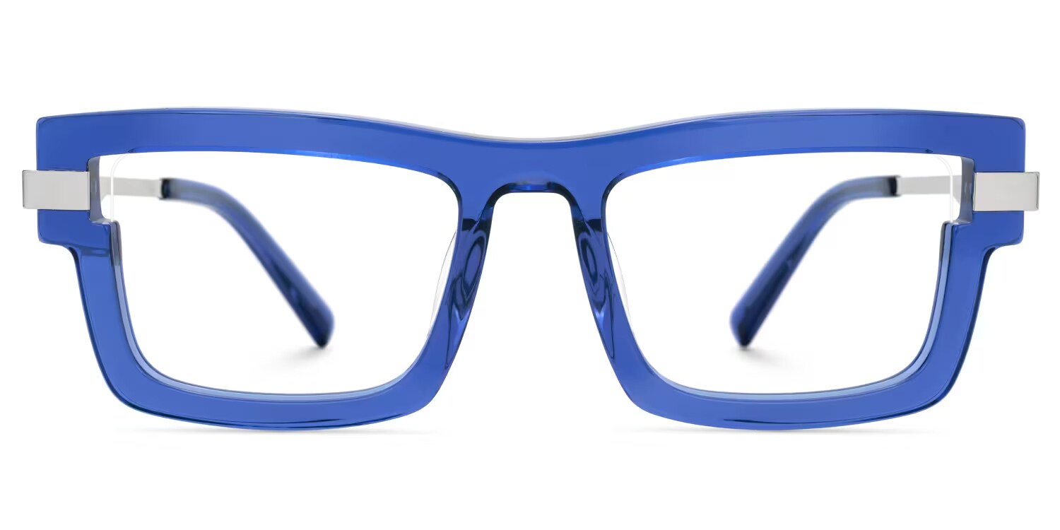 Yahia Blue Rectangle Glasses for Men Zeelool