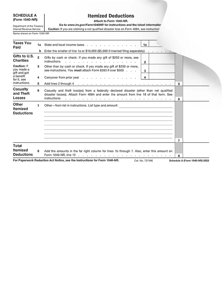 Form 1040NR (Schedule A) Form Pros