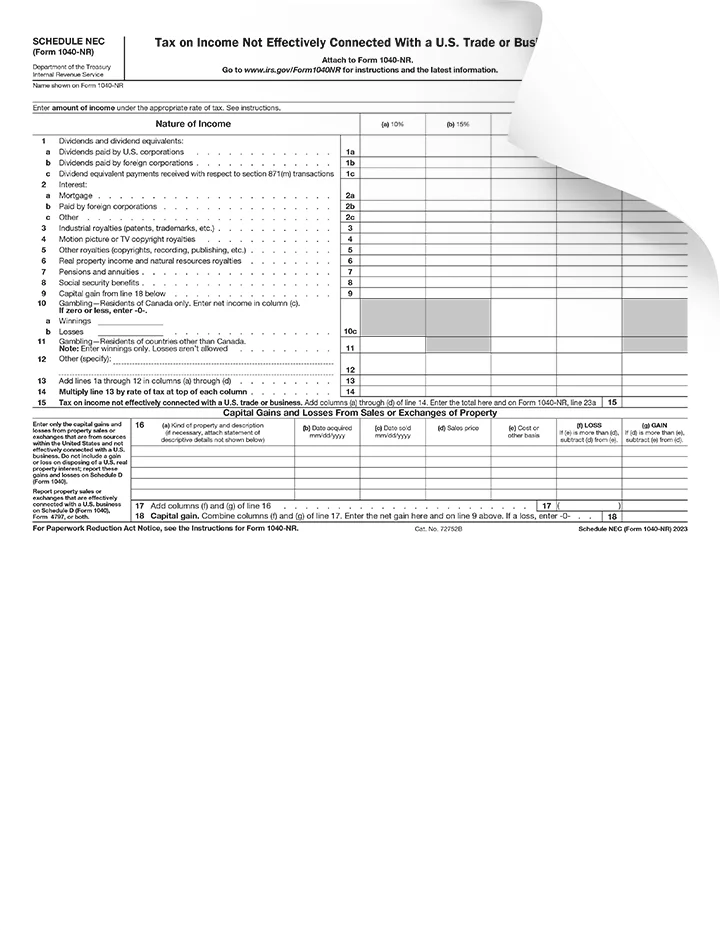 Form 1040NR (Schedule NEC) Form Pros Form 1040NR (Schedule NEC) Form Pros