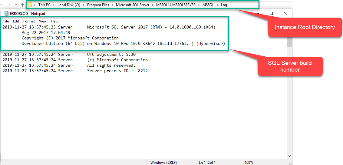 Different methods to identify the SQL Server version number