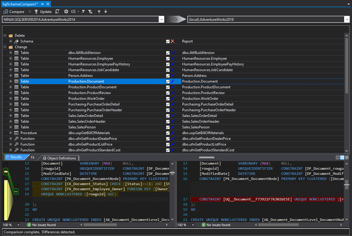 How To Compare Two Database Tables In Sql Server