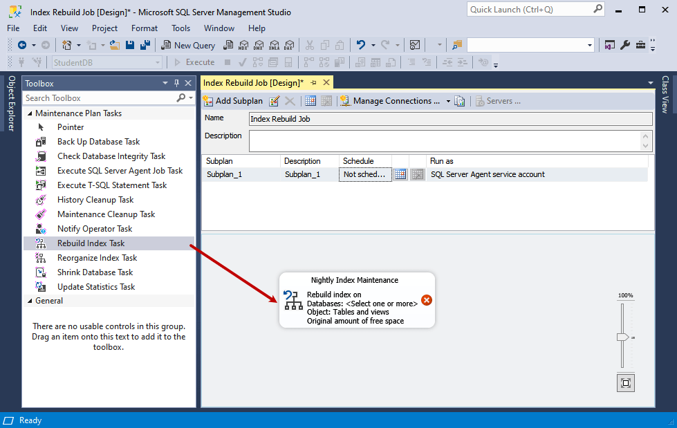 Automate rebuilding SQL Database indexes using Maintenance Plans