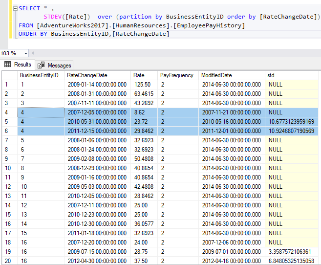 Learn SQL standard deviation function