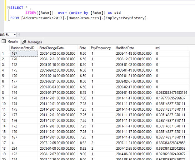 Learn SQL standard deviation function