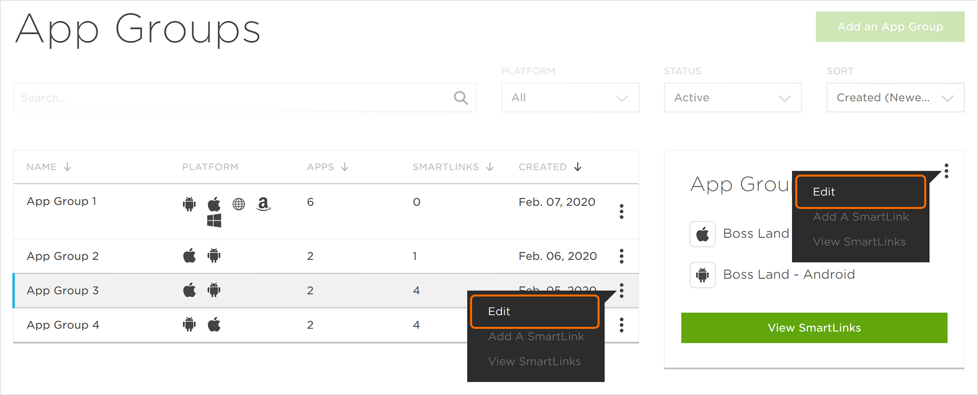 Creating and Editing App Groups