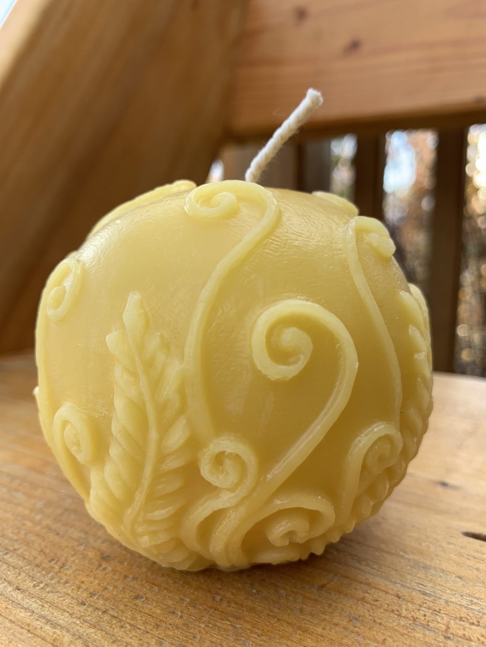 Beeswax Candle Rustic Fern Ball Shop Iowa