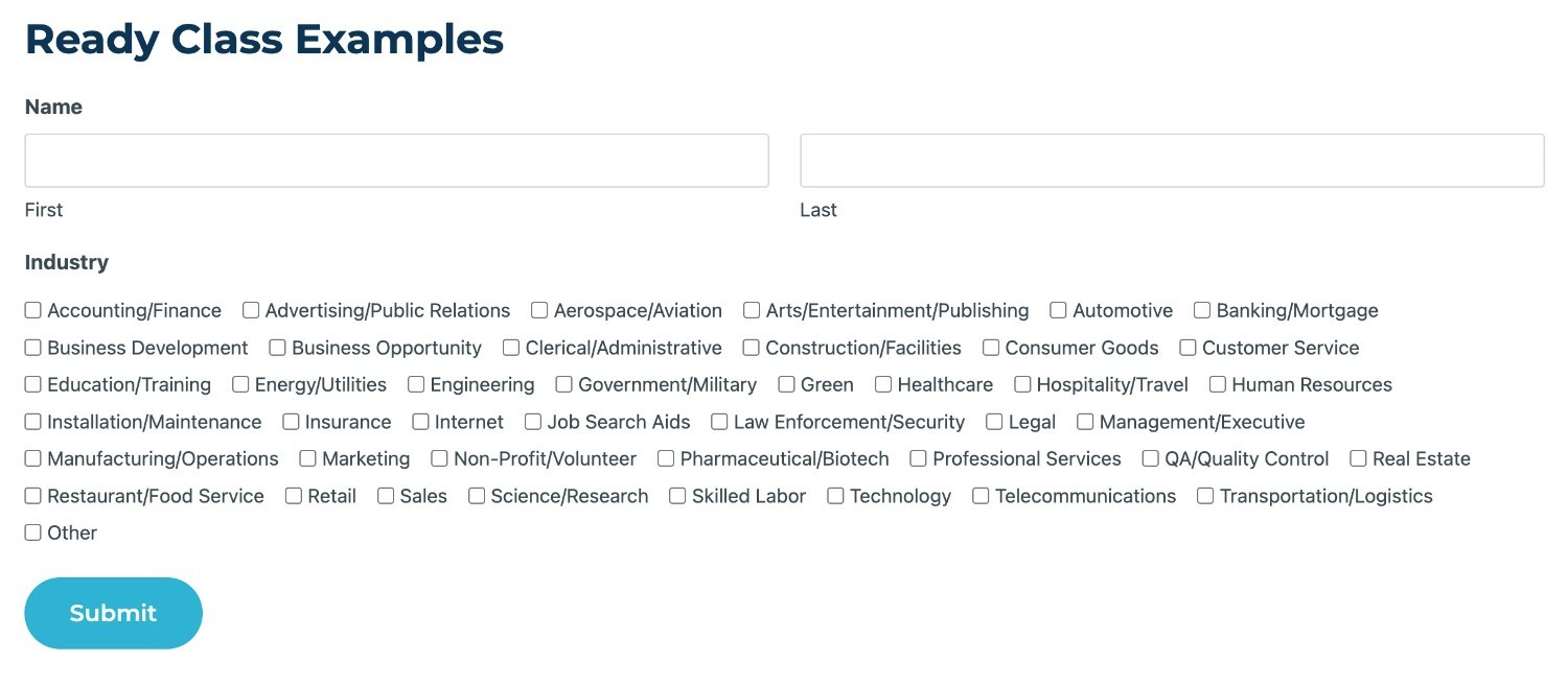 CSS Ready Classes Gravity Forms Blog