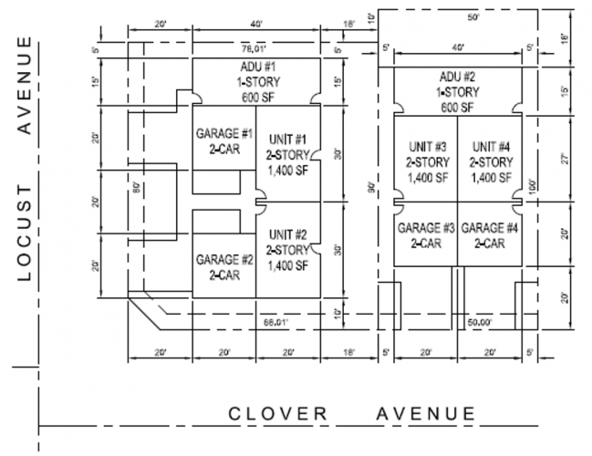Structural Design for a Duplex at Clover & Locust St. Woodland, CA