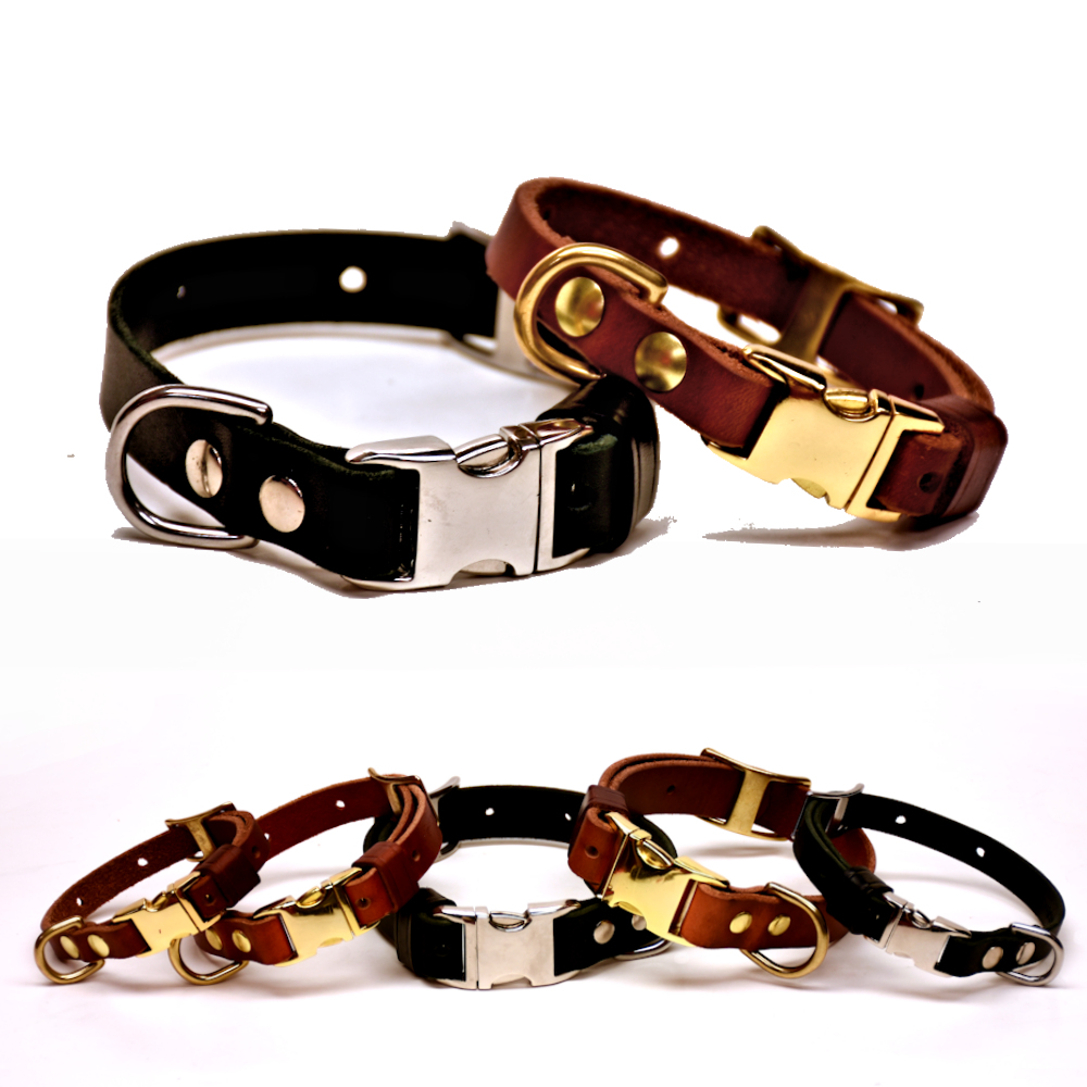 BLD's Quick Release Collar™ Leather dog collar with metal buckle