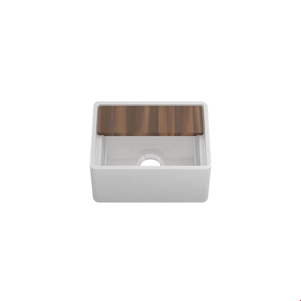 Julien Fira Bar Sink W/ Ledge Undermount Apron, White, Single 15x19x83