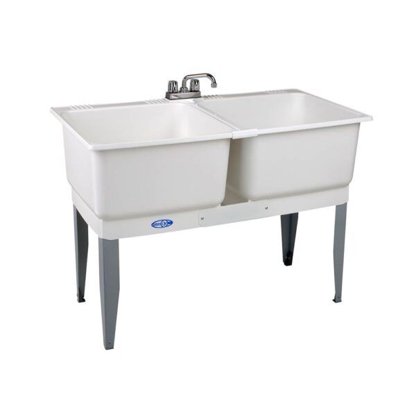 Mustee and sons Utilatwin Laundry Tub Faucet Combo, Supply Lines, P