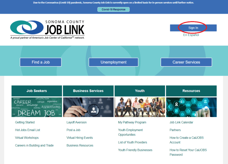 Set up a CalJOBS Account Sonoma County Job Link