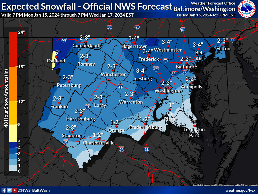 Latest Expected Snowfall Map and Updated Pencil Prediction For School