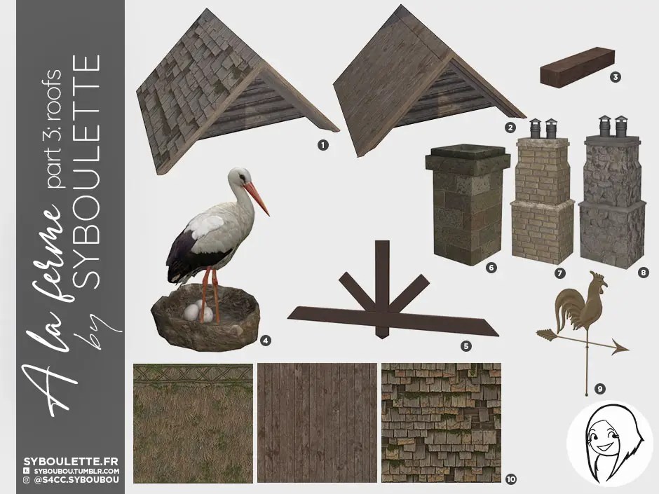 A la ferme roof cc sims 4 Syboulette Custom Content for The Sims 4