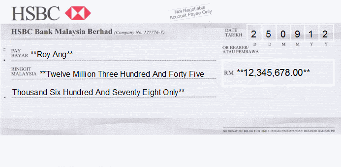 Cheque Writing/ Printing Software for Malaysia Banks
