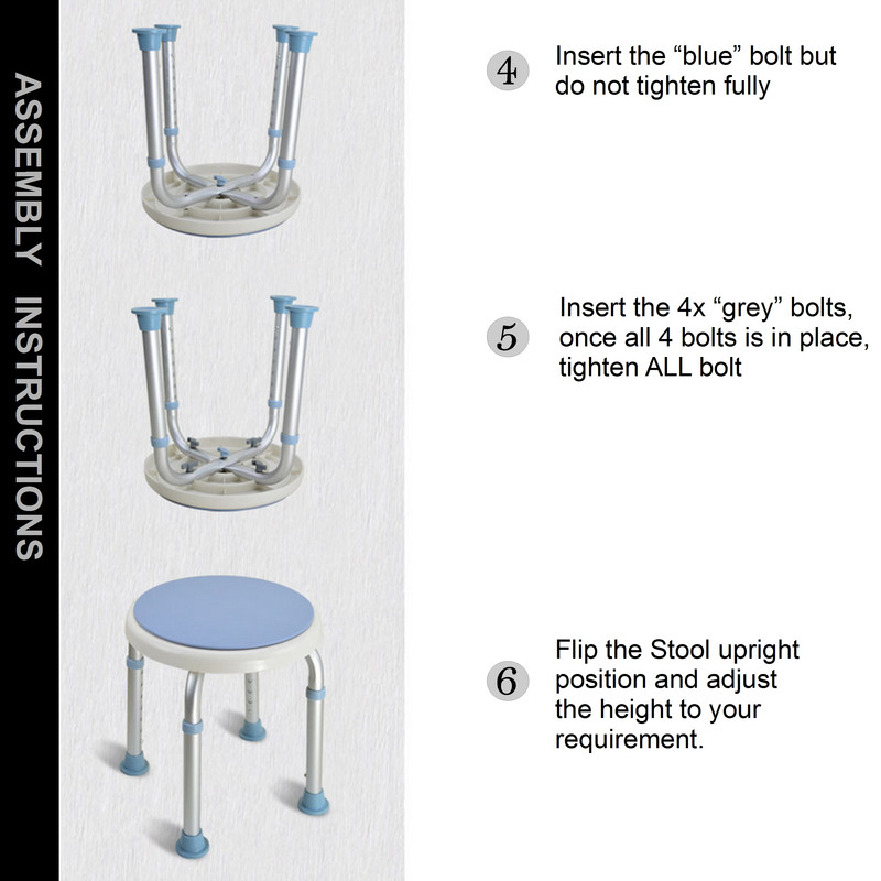 REHAB / AGED CARE ROTATING SWIVEL ROUND BATH SHOWER STOOL HEIGHT
