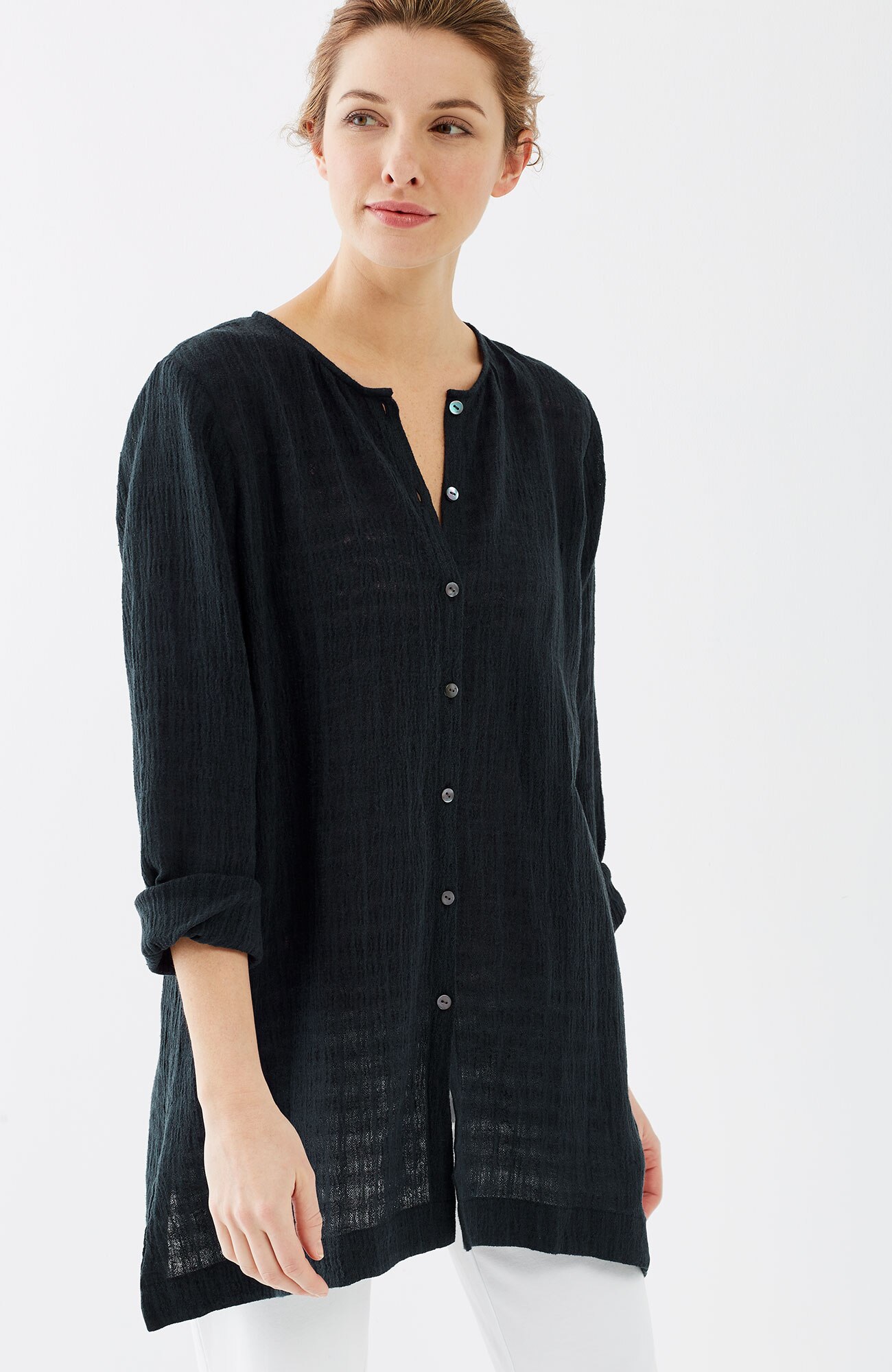 Pure Jill linen & cotton crinkled shirt J.Jill