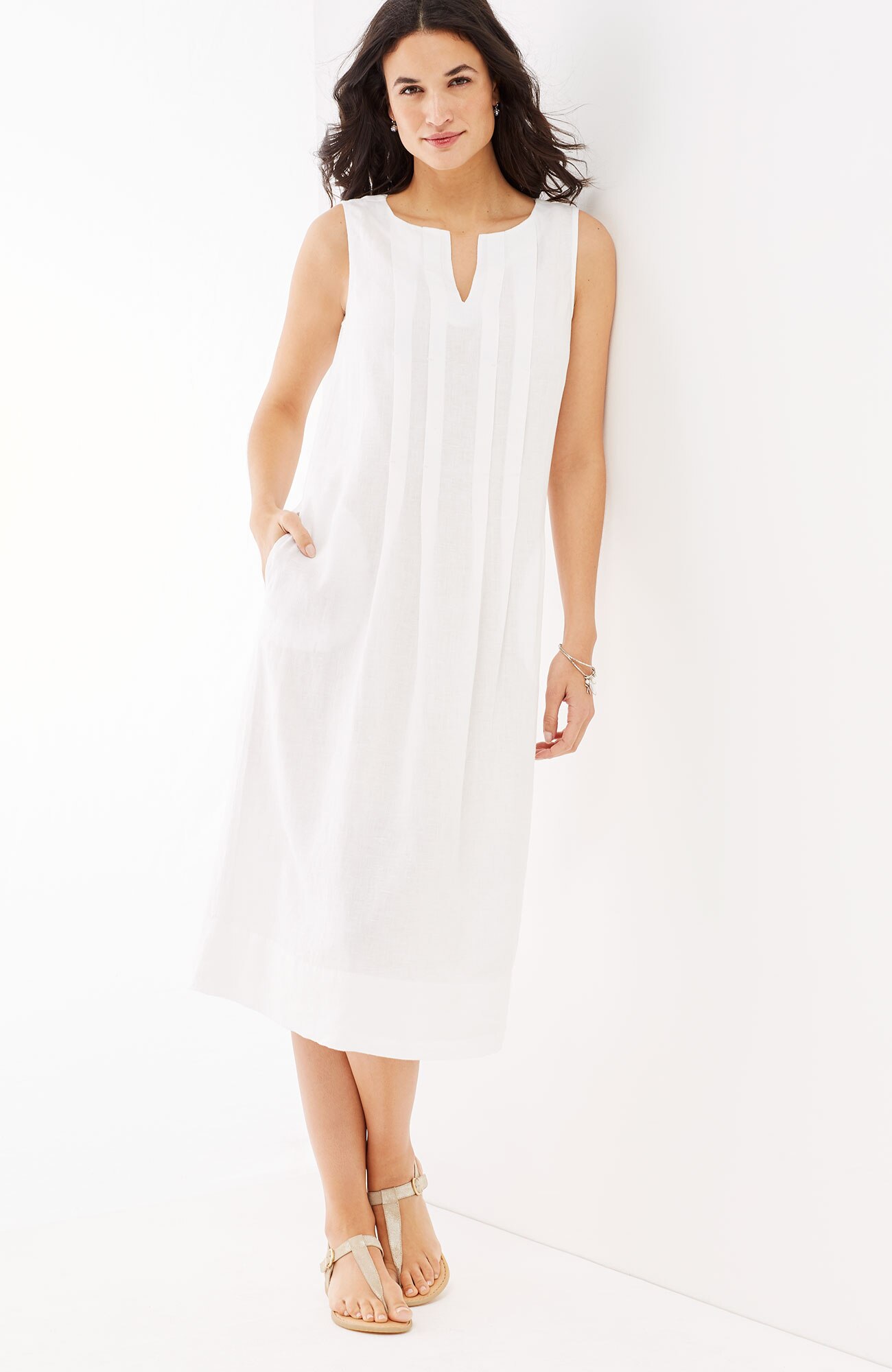 pleated linen dress J.Jill