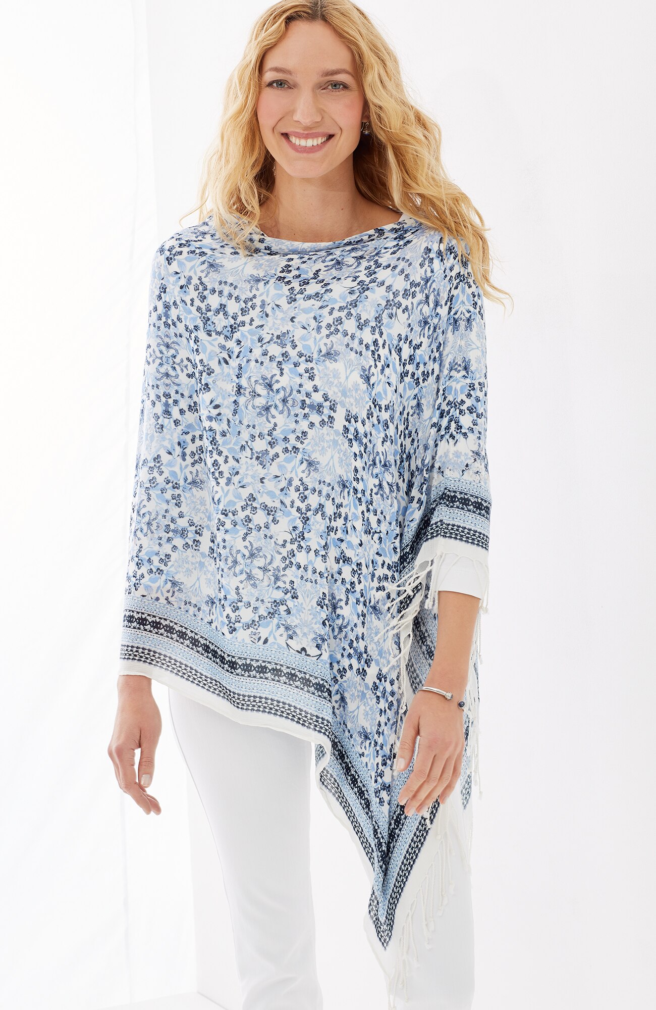 floral field scarf poncho J.Jill