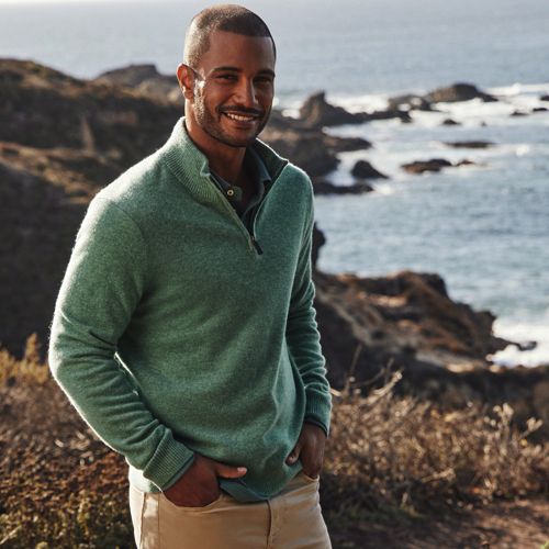Men's Half Zip Cashmere Jumper Lands' End