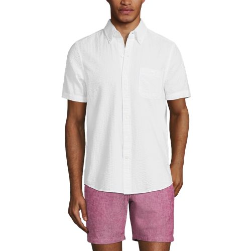 Men's Short Sleeve Seersucker Cotton Shirt Lands' End