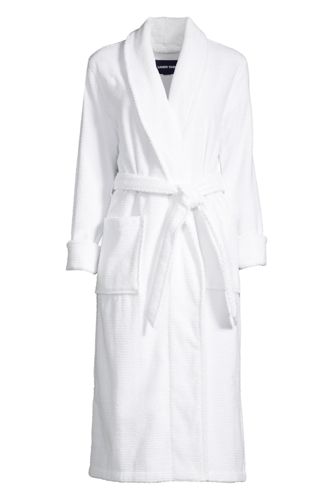 Sleepwear & Robes Womens White Luxury Terry Velour Bathrobe 48" Length