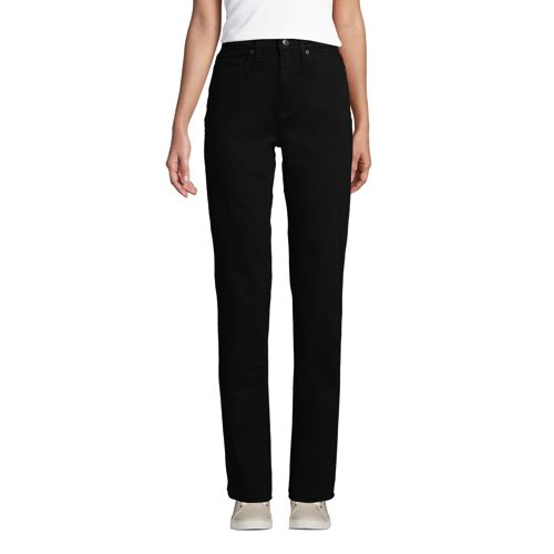 Women's Straight Leg Jeans, High Waisted Black Lands' End