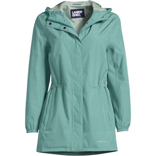 Lands' End Women's Tall Waterproof Hooded Packable Raincoat