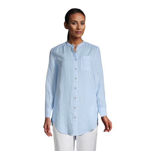 Women's Pure Linen ALine Long Sleeve Tunic Shirt Lands' End