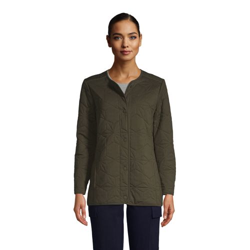 Women's PrimaLoft Cotton Modal Long Quilted Jacket Lands' End
