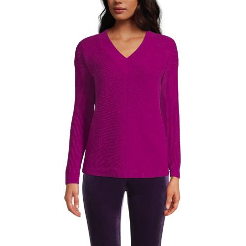 Women's Cashmere Mitred Vneck Jumper Lands' End