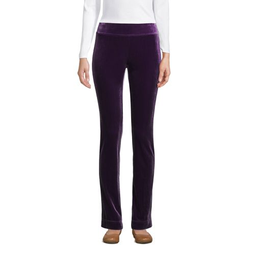 Women's Slim Leg Knit Velvet Trousers Lands' End