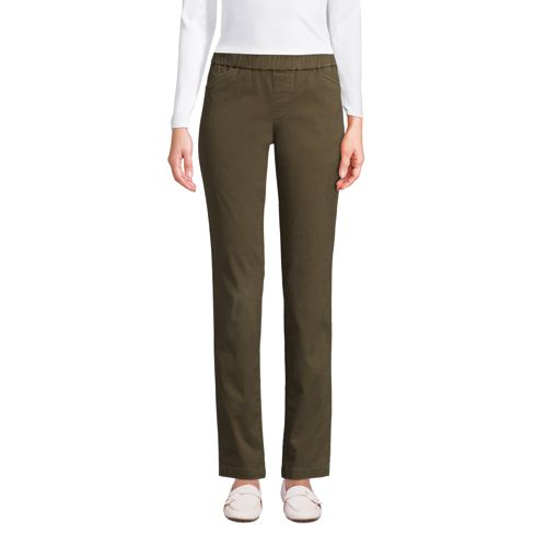 Women's Straight Leg Pullon Chinos, Mid Rise Lands' End