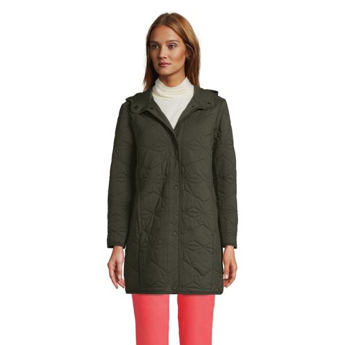 Women's PrimaLoft Cotton Modal Quilted Hooded Coat Lands' End
