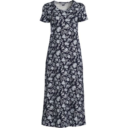 Women's Short Sleeve Cotton Nightdress, Midcalf Length Lands' End