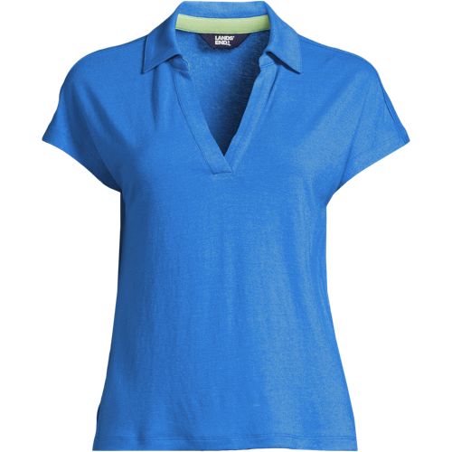 Women's Linen/Modal Johnny Collar Polo Shirt Lands' End