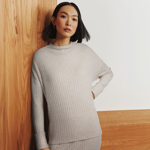 Women's Coord Soft Rib Funnel Neck Top Lands' End