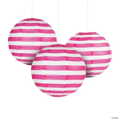 Hot Pink Striped Hanging Paper Lanterns Discontinued