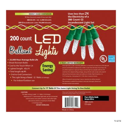 200L Pure White Holiday LED Lights C3 Style