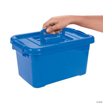 Blue Large Locking Storage Bins With Lids Educational 3 Pieces eBay