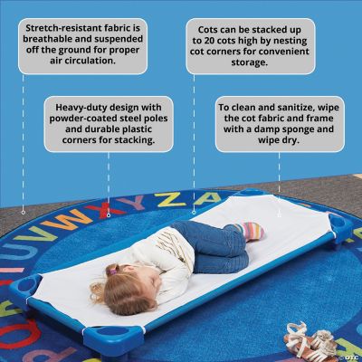 Stackable Kiddie Cot Standard ReadytoAssemble Blue 6PK Oriental