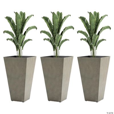 Outsunny 28" Tall Plastic Flower Pot Set of 3 Large Outdoor and Indoor