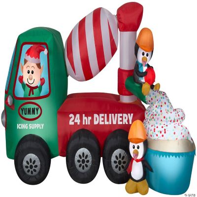 Gemmy Animated Christmas Airblown Inflatable Cement Mixer Scene 5 ft