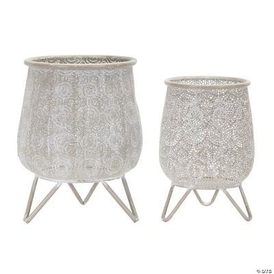 Melrose International Decorative Metal Container on Stand (Set of 2